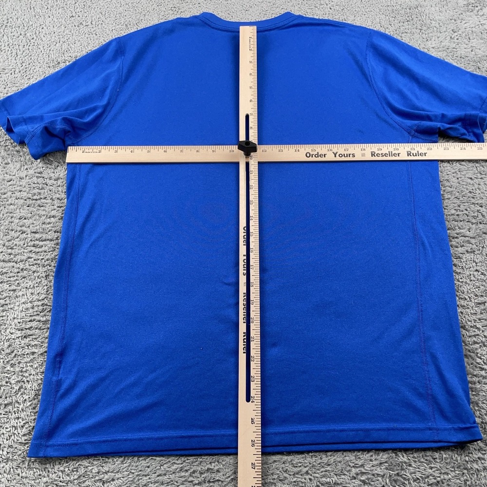 Nike Shirt Mens Large Blue Dri Fit Athletic Training Short Sleeve Swoosh Top - Picture 4 of 9